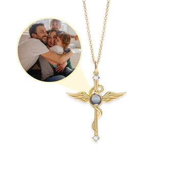 Protection Photo Personalised Necklace - Photo Necklace - Photo Projection Necklace Necklace Gold Brother & Sisters